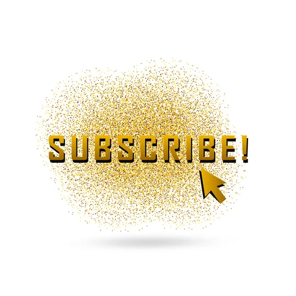 Gold vector subscribe button with cursor in golden flat design — Stock Vector