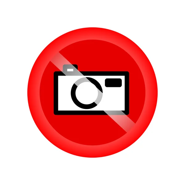 Aucun signe vectoriel appareil photo isolé sur fond rouge . — Image vectorielle