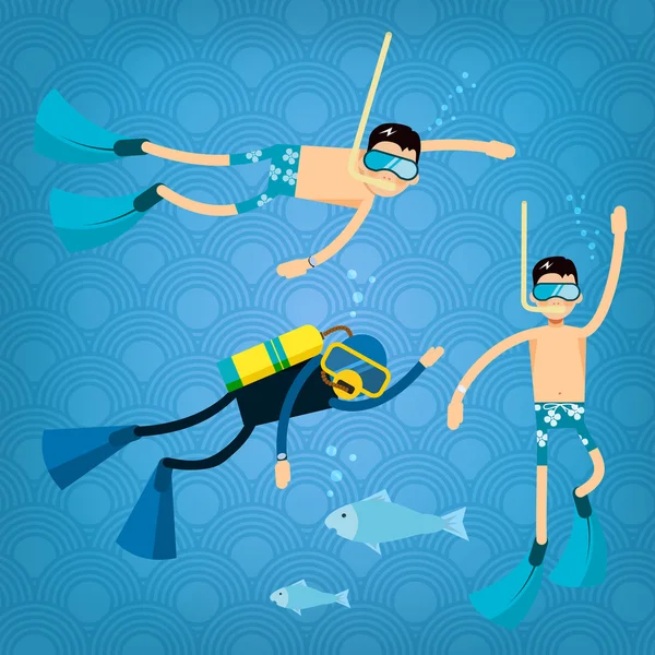 Cartoon diver icons Vector Graphics