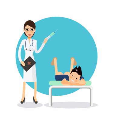 Seksi kadın doktor ilaç şırınga ile bir atış yapıyor 