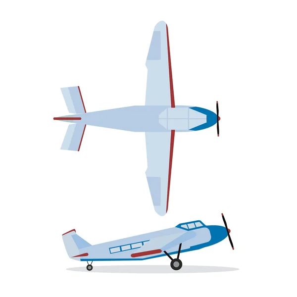 Barevné ploché ikony letounu s vrtulovým šroubem — Stockový vektor