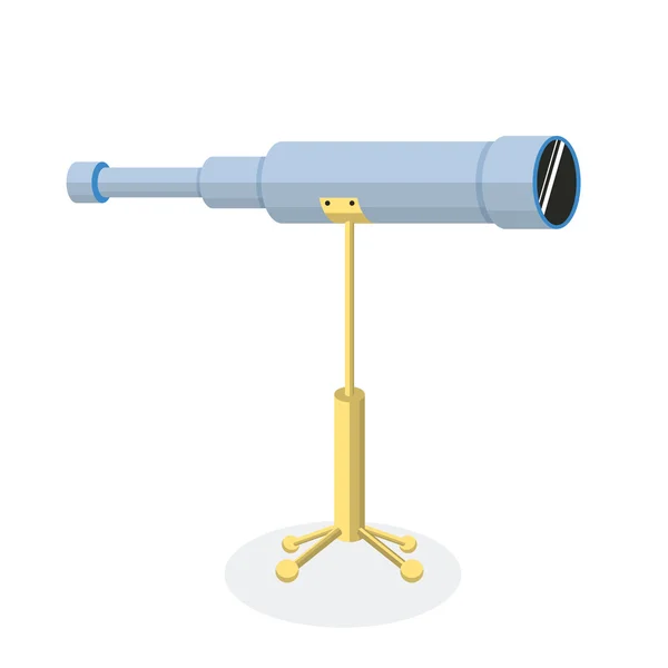 Плоский телескоп синього і золотистого кольорів — стоковий вектор