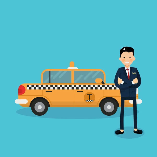 Coche taxi amarillo - icono de vector — Vector de stock