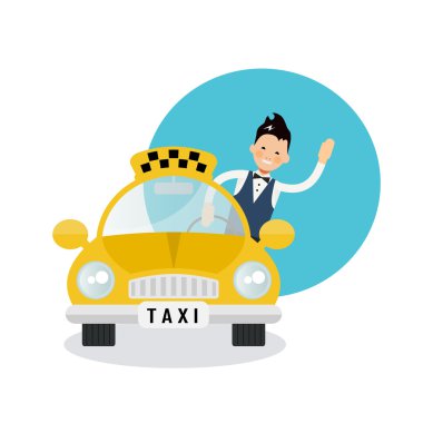 yellow taxi driver - vector icon