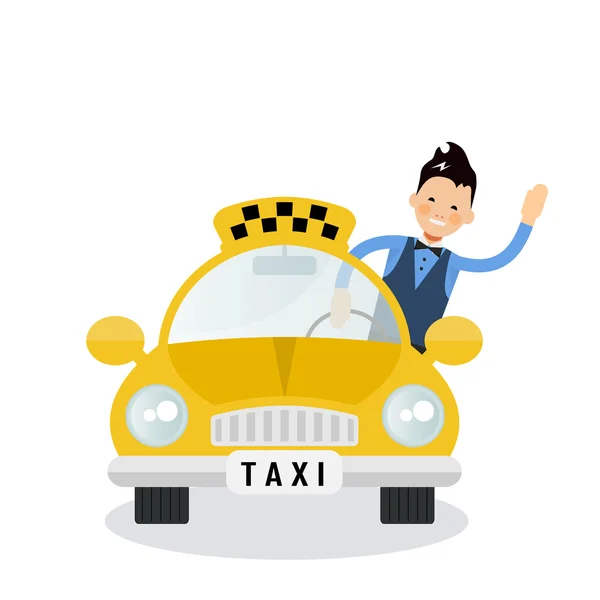 Coche taxi amarillo - icono de vector — Vector de stock