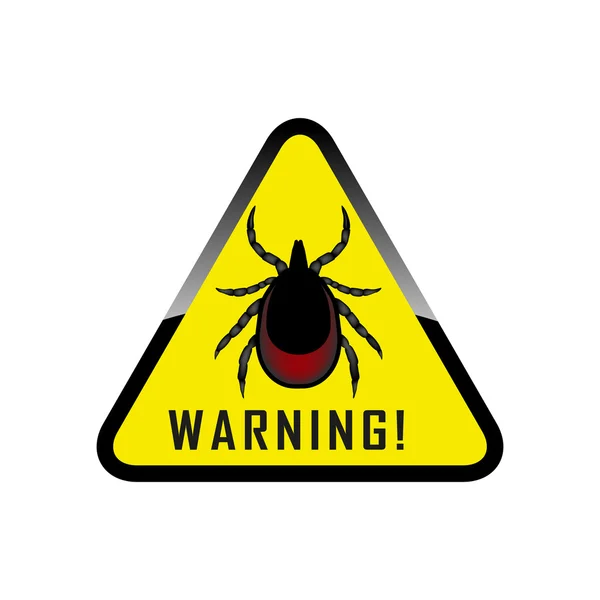 Fästingar stoppskylt. Mite varningstecken. Encefalit parasit ikonen. — Stock vektor