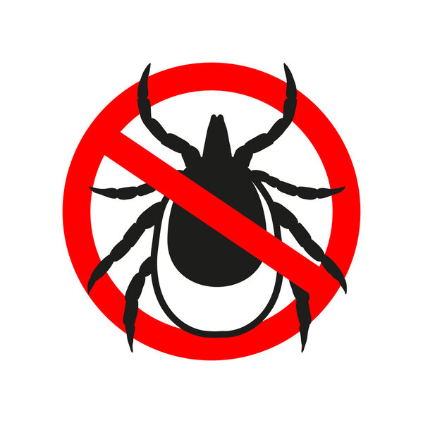 Ticks stop sign. Mite warning sign. Encephalitis parasite icon. 