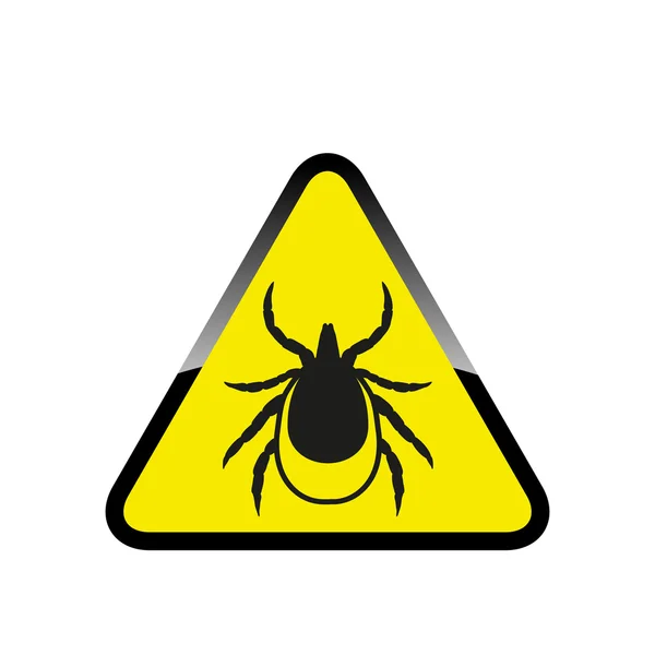 Tiques stop sign. Signal d'alerte d'acariens. Icône parasite encéphalite . — Image vectorielle