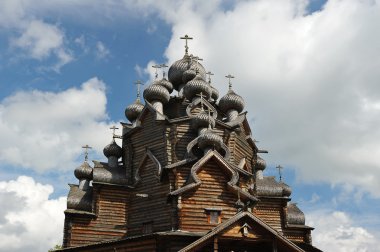 wooden Orthodox Church - Church of the intercession in the estat clipart