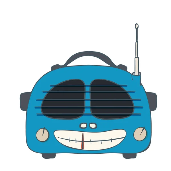 Cartoon Style Vieux Lecteur Radio Multimédia Rétro Icône Radio Dans — Image vectorielle