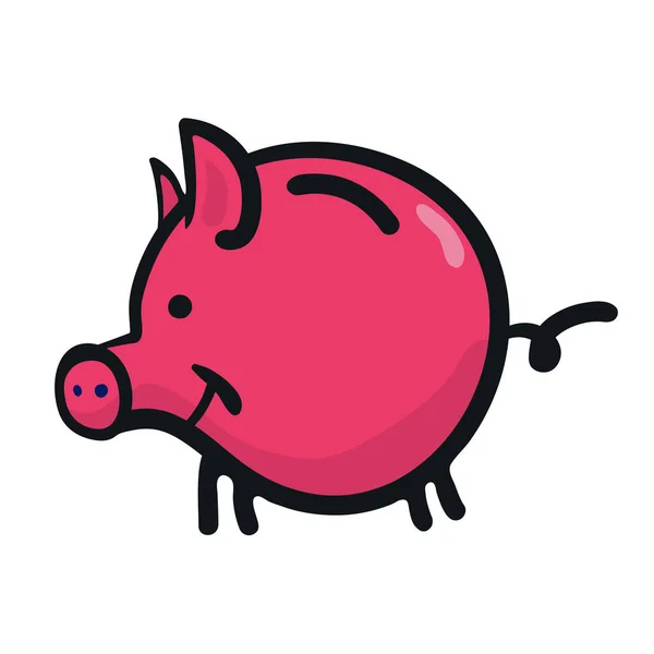 Pinkfarbenes Sparschwein Comic Stil — Stockvektor