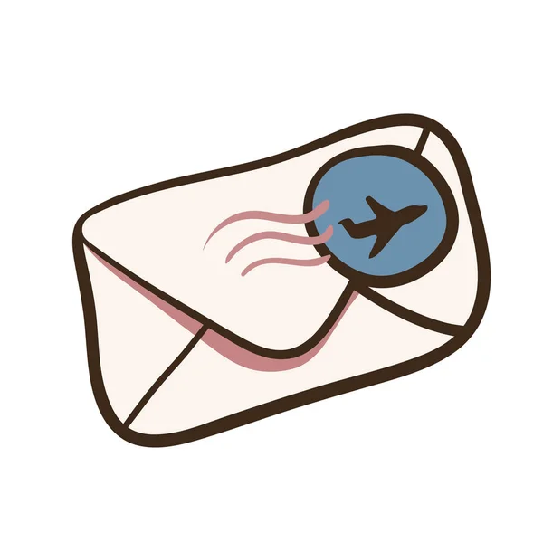 Carta Con Sello Una Entrega Exprés Aérea Sobre Postal Ilustración — Archivo Imágenes Vectoriales