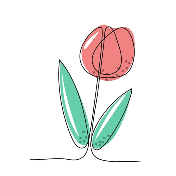 Непрерывная Линия Doodle Tulip — стоковый вектор