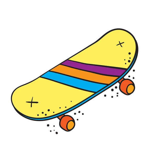 Hand Drawn Skateboard Skateboarding Doodle Illustration Cartoon Style Skateboard Isolated — Stock Vector