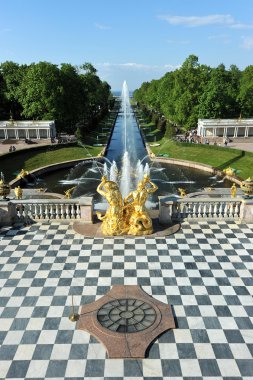 St. Petersburg, Rusya Federasyonu - 26 Mayıs: Peterhof çeşme 