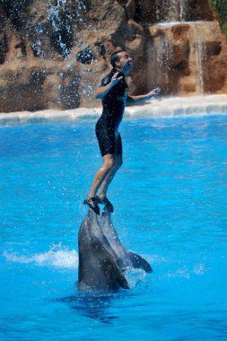 Puerto De La Cruz, Tenerife, İspanya - Temmuz 5: su ile yapın gösterir