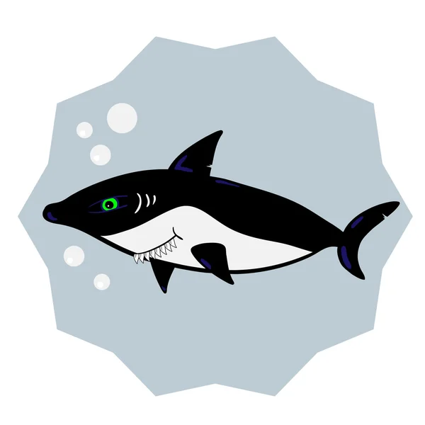 Divertido tiburón de dibujos animados. Ilustración vectorial — Vector de stock