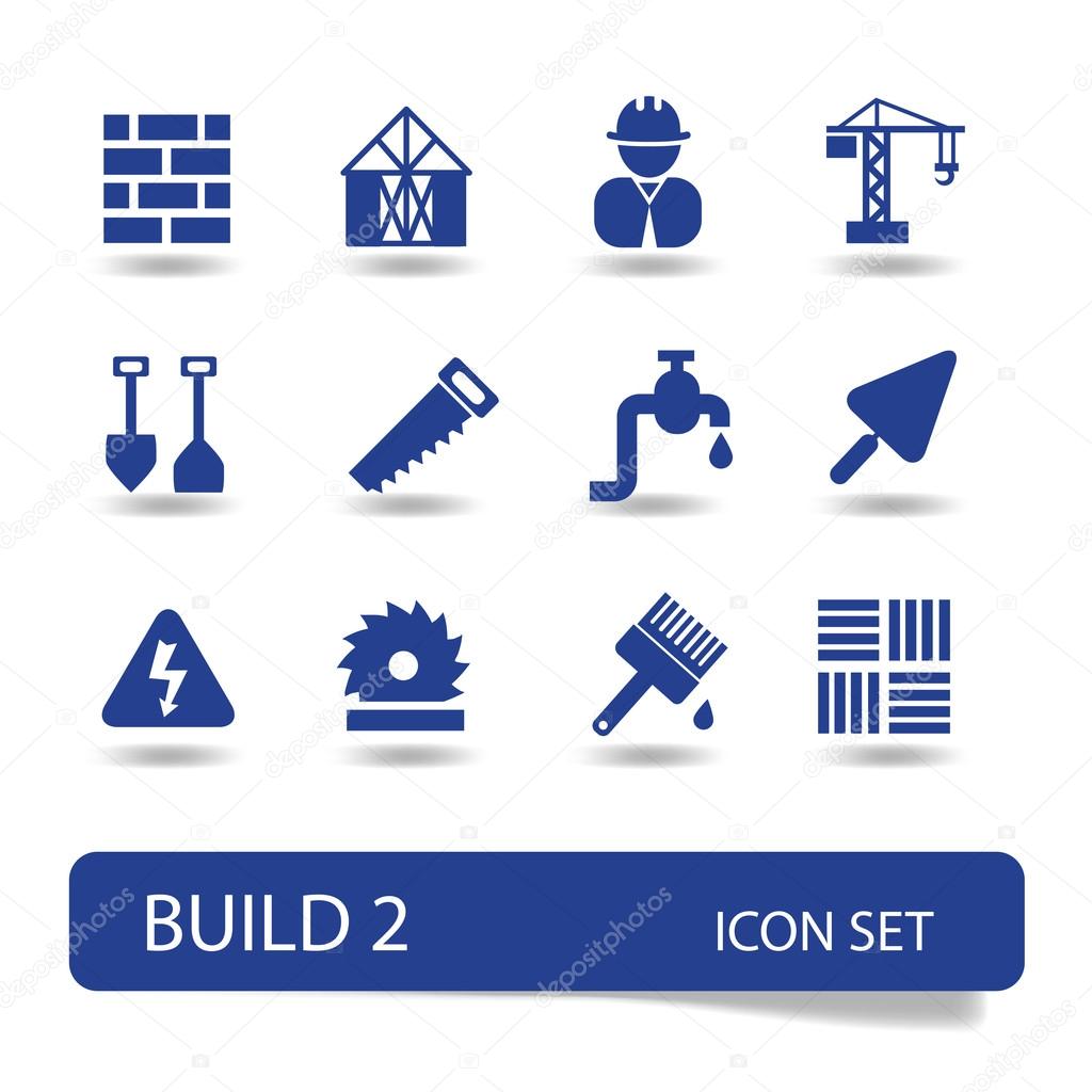 vector icon set - building, construction