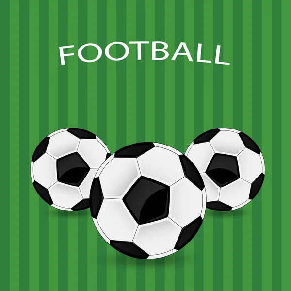 Tres pelotas de fútbol — Vector de stock