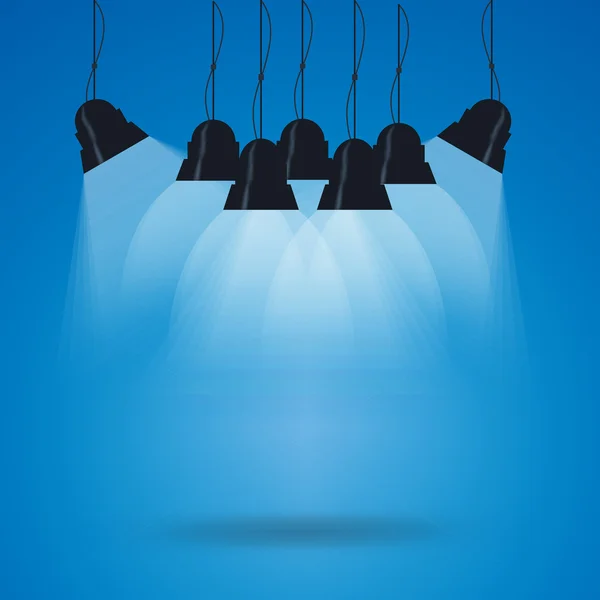 Fundo azul é iluminado por lâmpadas — Vetor de Stock