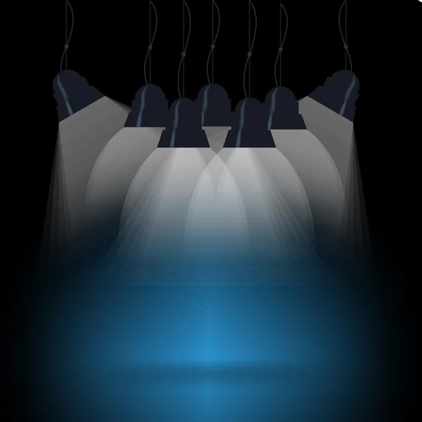 Fond bleu est éclairé par des lampes — Image vectorielle
