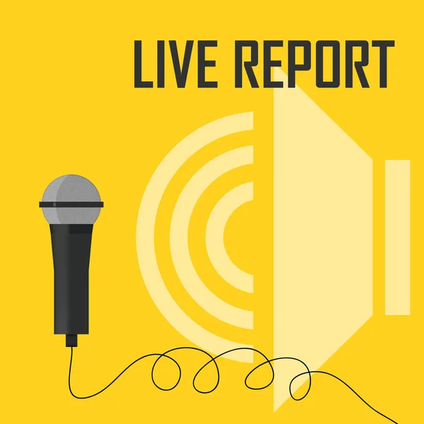Informe en vivo desde el micrófono en el aire — Archivo Imágenes Vectoriales