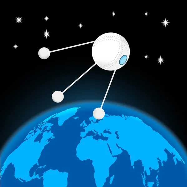 Létající prostoru sputnik — Stockový vektor