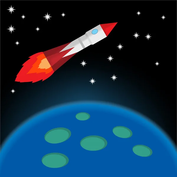 Vliegende ruimte raket — Stockvector