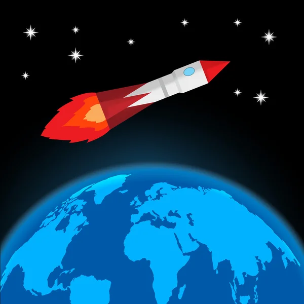 Летающая космическая ракета — стоковый вектор