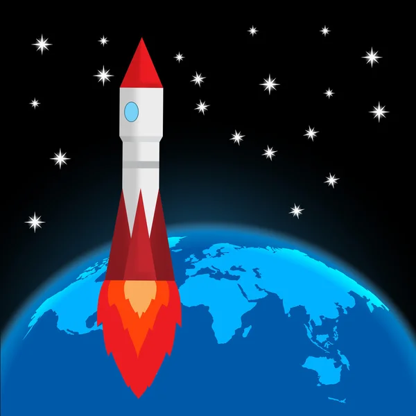 Vliegende ruimte raket — Stockvector