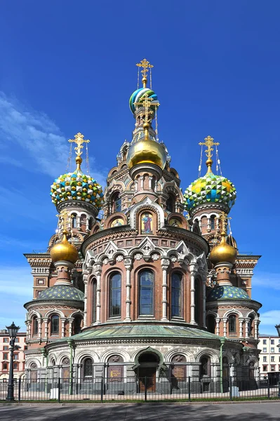 Kuppeln der orthodoxen Kirche des Erlösers auf Blut — Stockfoto