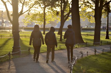 genç adam Parkta yürümek