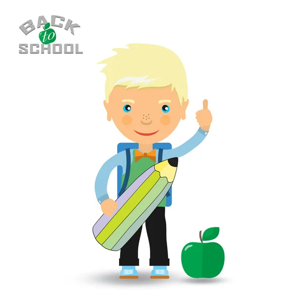 Back to school design. Vector illustration student with a pencil — Stock Vector