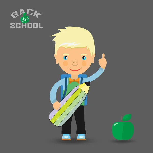 Back to school design. Vector illustration student with a pencil — Stock Vector