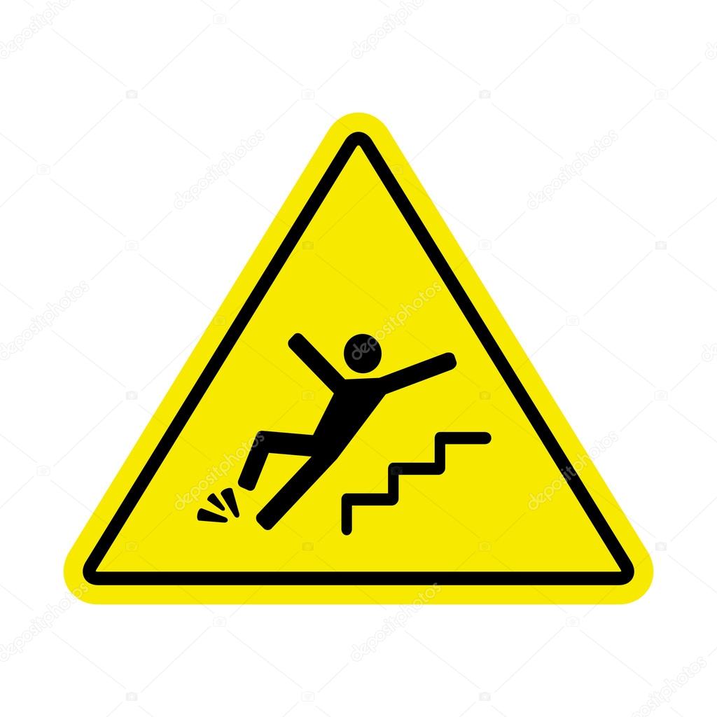sign of danger of falling because of ice on the stairs
