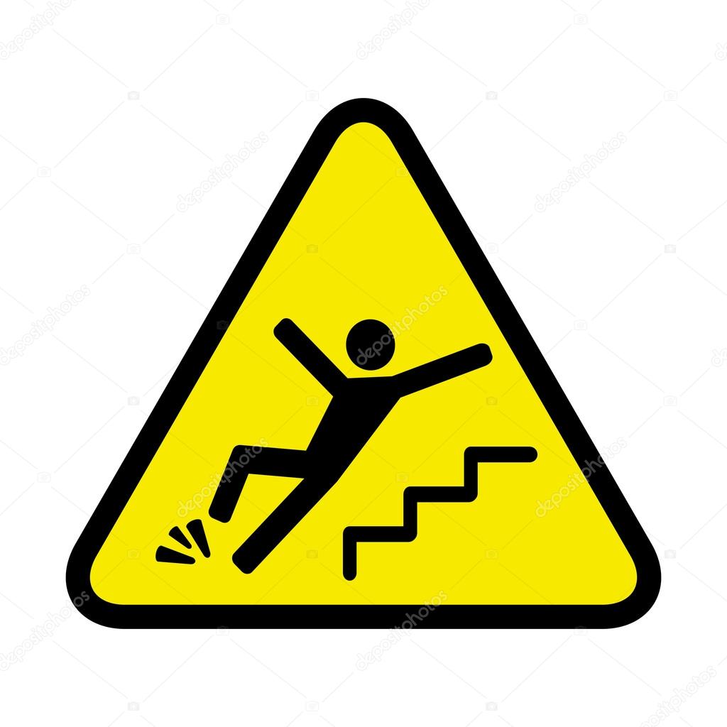 vector danger sign of a person falling down the stairs