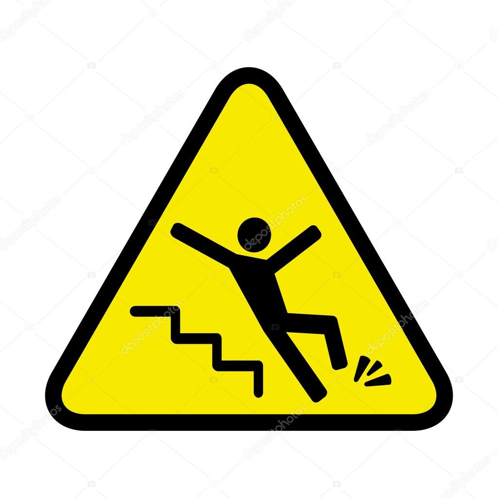 sign of danger of falling because of ice on the stairs