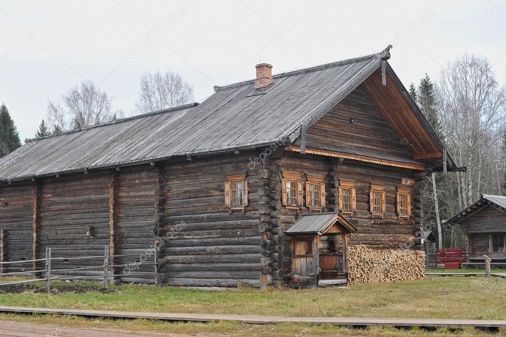 old wooden house in Russian village of Semyonkovo, Vologda, Russ