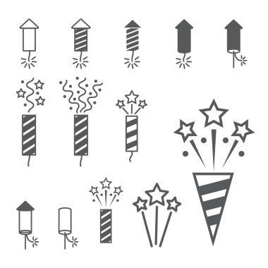 havai fişek piroteknik Icon set. Vektör çizim