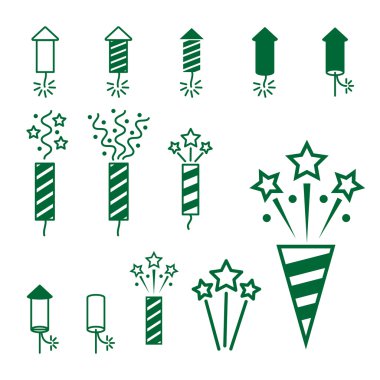 havai fişek piroteknik Icon set. Vektör çizim