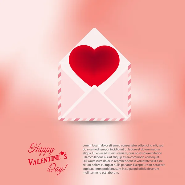 Corazón en sobre tarjeta de felicitación feliz día de San Valentín — Vector de stock