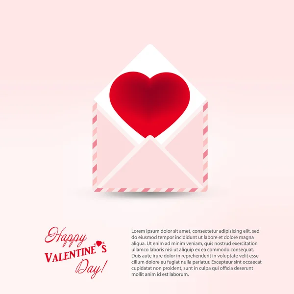 Heart in envelope greeting card happy Valentine's day — Stock Vector