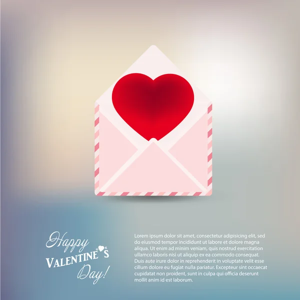 Corazón en sobre tarjeta de felicitación feliz día de San Valentín — Vector de stock