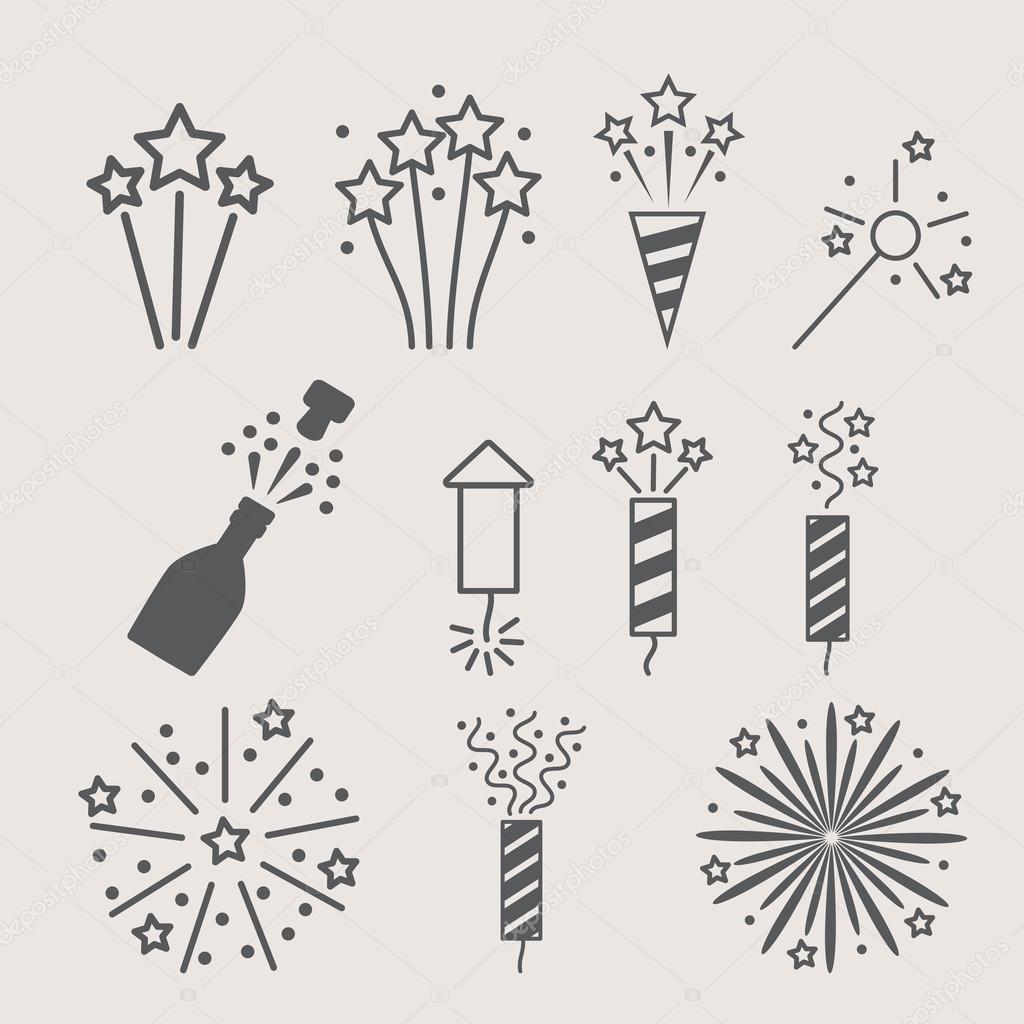 pyrotechnic icon set . Vector illustration