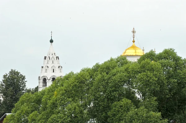 房子和教堂旧观点，苏兹达尔、 俄罗斯 — 图库照片