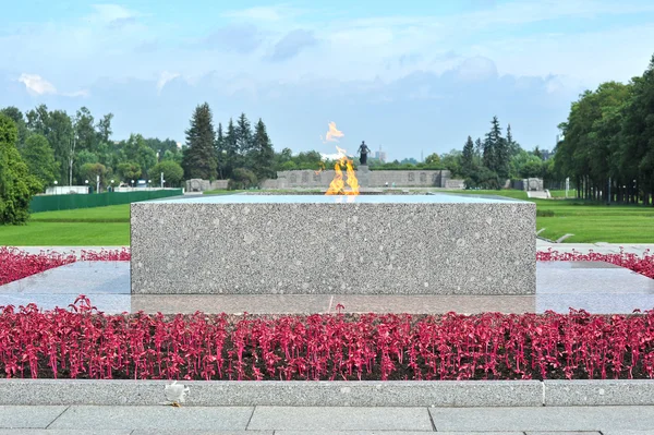 Flamme éternelle au cimetière Piskarevsky à Saint-Pétersbourg, Russie — Photo