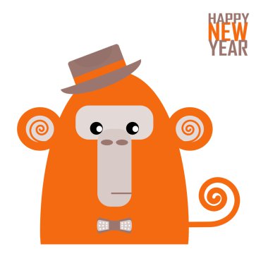 mutlu yeni yıl tebrik kartı ile maymun Çin yeni yılı için