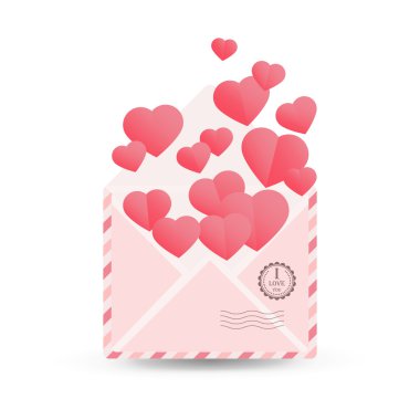 tebrik kartı happy Valentine's day - bir h ile açık zarf