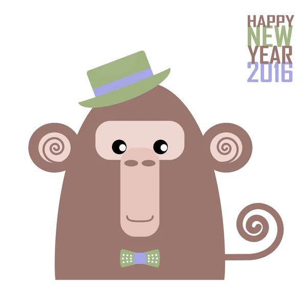 Feliz año nuevo tarjeta de felicitación con el mono para el año nuevo chino — Vector de stock