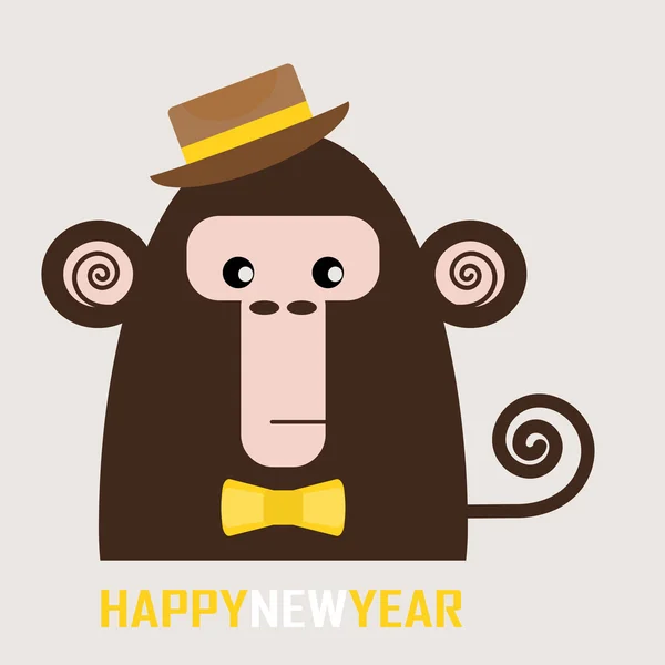 Feliz año nuevo tarjeta de felicitación con el mono para el año nuevo chino — Vector de stock